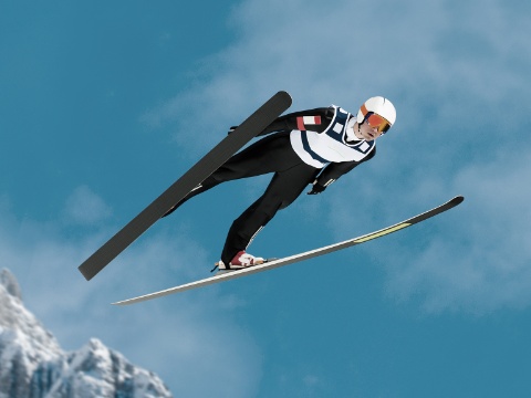 Skispringer in der Luft